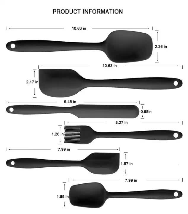 NNEDSZ 6-Piece Silicone Kitchen Utensil Set - Heat Resistant Baking Tools with Spatulas, Spoon, and Brush (Blue)(2 set/12PCS)-1