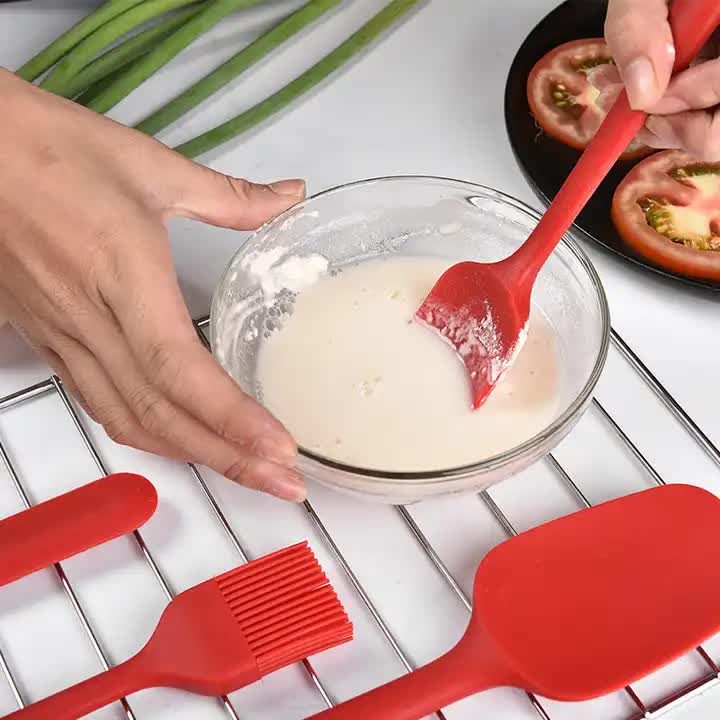 NNEDSZ 6-Piece Silicone Kitchen Utensil Set - Heat Resistant Baking Tools with Spatulas, Spoon, and Brush (Blue)(2 set/12PCS)-2