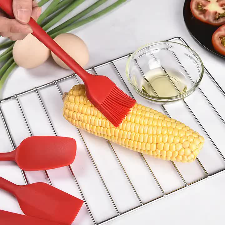 NNEDSZ 6-Piece Silicone Kitchen Utensil Set - Heat Resistant Baking Tools with Spatulas, Spoon, and Brush (Blue)(2 set/12PCS)-3