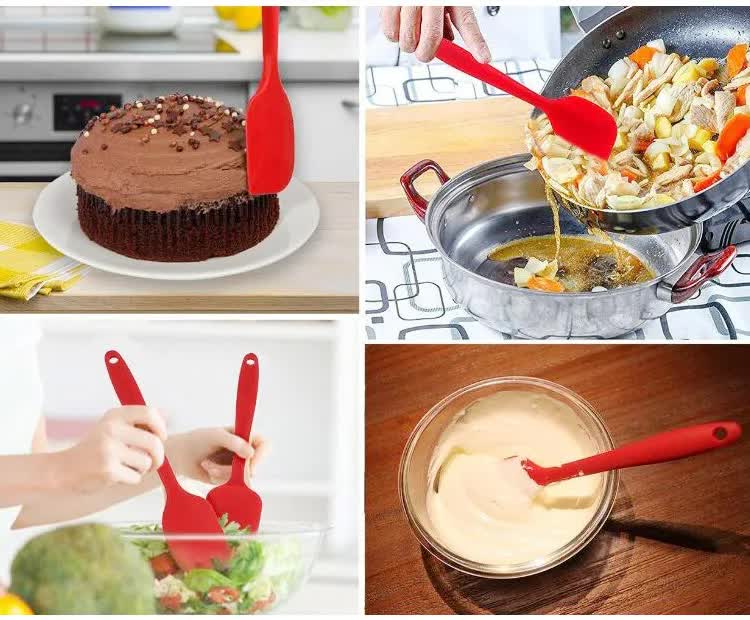 NNEDSZ 6-Piece Silicone Kitchen Utensil Set - Heat Resistant Baking Tools with Spatulas, Spoon, and Brush (Blue)(2 set/12PCS)-4