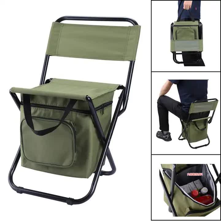 NNEDSZ Blue Portable 3-in-1 Folding Camping Chair with Storage Bag, Backrest, and Insulated Cooler for Outdoor Fishing, Hiking, and Picnics-1