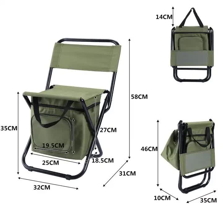 NNEDSZ Blue Portable 3-in-1 Folding Camping Chair with Storage Bag, Backrest, and Insulated Cooler for Outdoor Fishing, Hiking, and Picnics-2