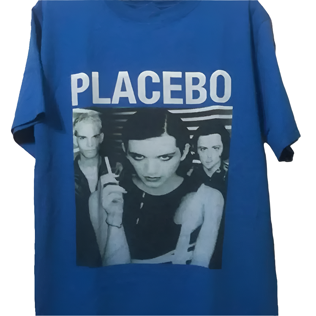 Vtg Placebo Band In Concert Heavy Cotton Blue Full Size T Shirt J777