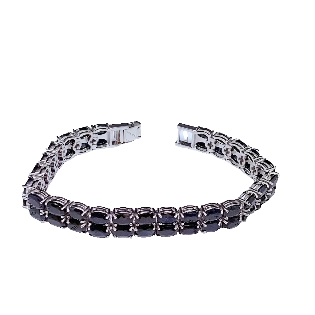 Natural Sapphire Bracelet Women's Party Bracelet High Quality 4* 6mm Blue Gemstone 925 Silver Band Certificate