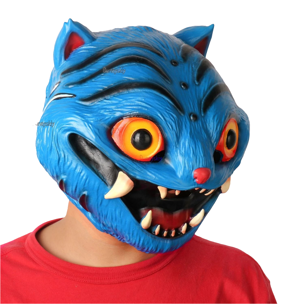 KPop Dem On Hunters Blue Tiger Halloween Latex Mask KPOP Girl Group Demon Hunter Headgear Cosplay Prop For Events disfraz Party