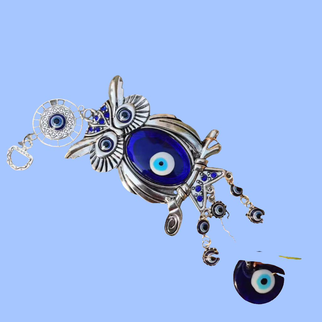 Lucky Blue Turkish Evil Eye Owl Home Decoration Living Room Indoor Wall Hanging Wind Chime Garden And Garden Decoration
