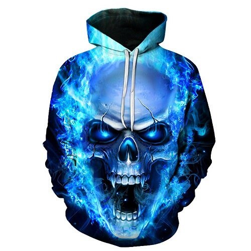 Blue Flame Skull Hoodies 3D Sweatshirts Men Women Hooded Loose Tracksuits Autumn Winter Coat Streetwear Funny Jackets Hoodie-0