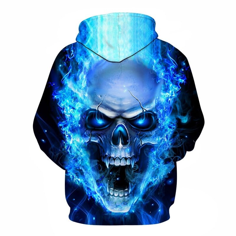 Blue Flame Skull Hoodies 3D Sweatshirts Men Women Hooded Loose Tracksuits Autumn Winter Coat Streetwear Funny Jackets Hoodie-2