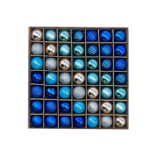 NNEDSZ 49-Piece Christmas Ornament Set - 3cm Blue, Silver Baubles for Christmas Tree Decoration-0