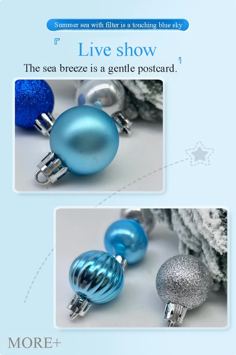 NNEDSZ 49-Piece Christmas Ornament Set - 3cm Blue, Silver Baubles for Christmas Tree Decoration-1
