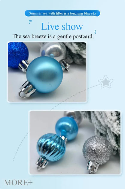 NNEDSZ 49-Piece Christmas Ornament Set - 3cm Blue, Silver Baubles for Christmas Tree Decoration-1