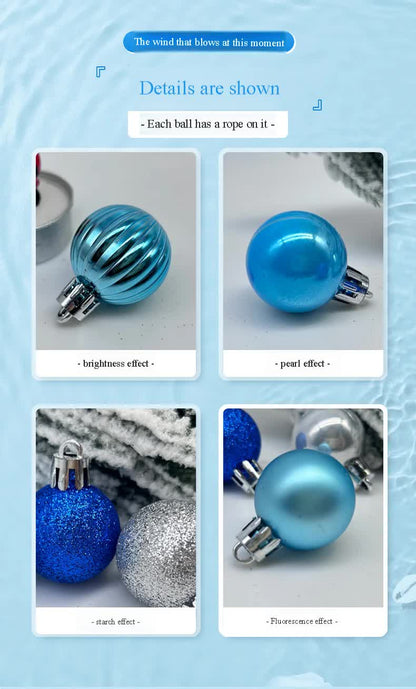 NNEDSZ 49-Piece Christmas Ornament Set - 3cm Blue, Silver Baubles for Christmas Tree Decoration-2