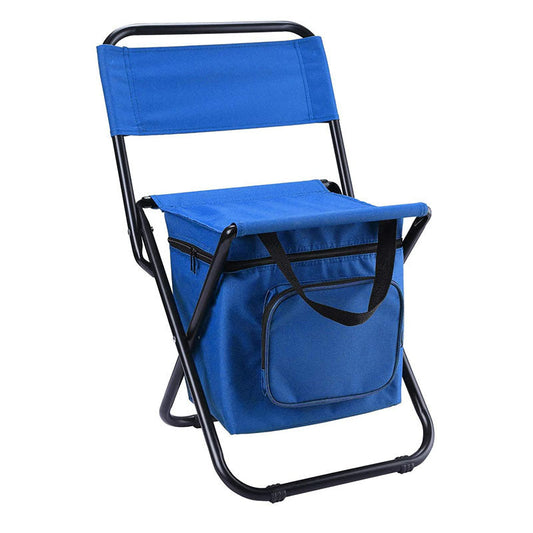 NNEDSZ Blue Portable 3-in-1 Folding Camping Chair with Storage Bag, Backrest, and Insulated Cooler for Outdoor Fishing, Hiking, and Picnics-0