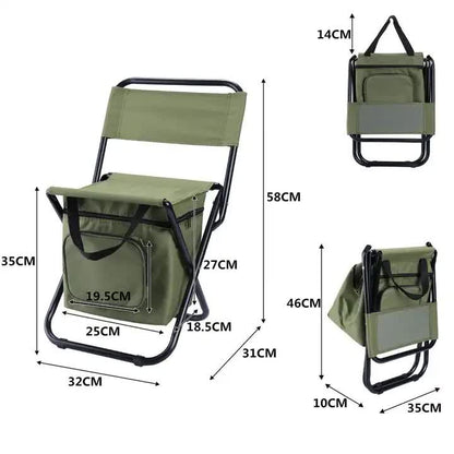 NNEDSZ Blue Portable 3-in-1 Folding Camping Chair with Storage Bag, Backrest, and Insulated Cooler for Outdoor Fishing, Hiking, and Picnics-2