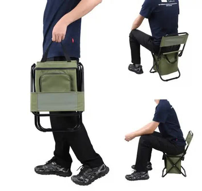 NNEDSZ Blue Portable 3-in-1 Folding Camping Chair with Storage Bag, Backrest, and Insulated Cooler for Outdoor Fishing, Hiking, and Picnics-4
