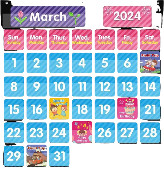 44 Pockets Calendar  Weather Chart for Kids