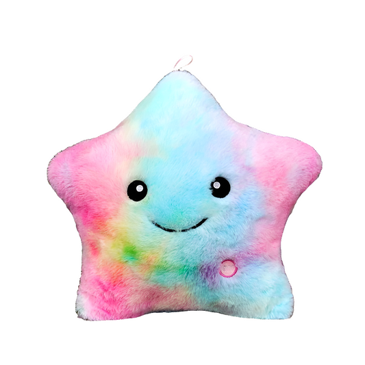 Cute Plush Luminous Star Pillow Pink Blue Yellow Purple Colourful Rainbow Cartoon Heart Illuminated Love Sofa Decoration