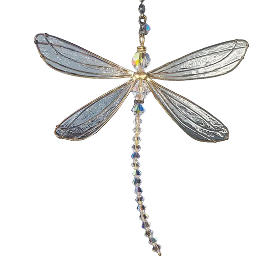 Creative Metal Wing Dragonfly Crystal Suncatcher Garden Wind Chimes Butterfly Home Decor Window Car Ornaments