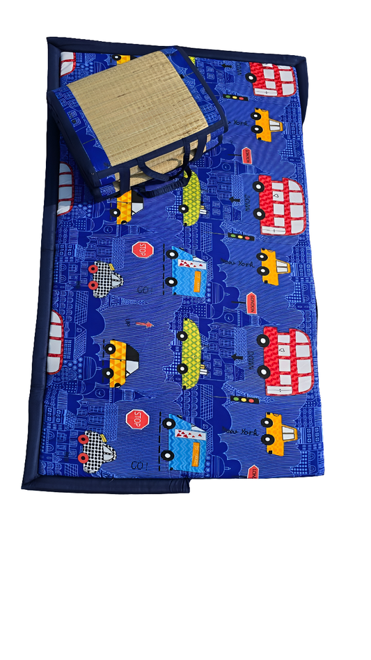 Elegant Blue Foldable Mat with Cartoon Design| Comfortable and Durable Mat for Perfect Home