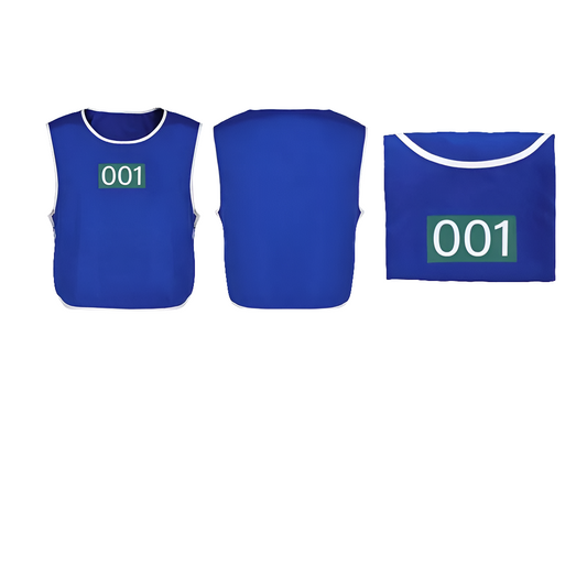 2025 TV Game Of Teuthida Cosplay Blue Vest No 001 Costume Men Sleeveless Top Roleplay Outfits Halloween Carnival Party Suit