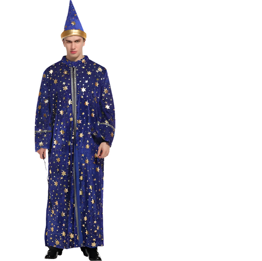 Black Star Witch Cosplay Costume Blue Cloak Halloween for Adult King Knight Wizard Witch Cloak