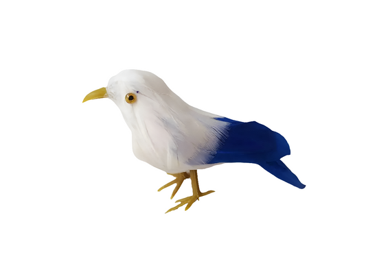 about 12cm white&blue feathers artificial bird pastoral handicraft prop,home garden decoration gift a1710