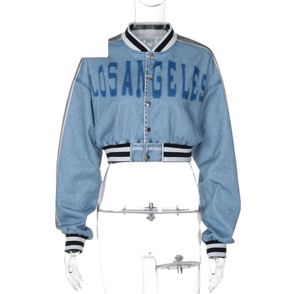 FAGADOER Retro Y2k Baseball Coat Jackets Women Letters Print Stripe Patchwork Moto Jacket Punk Cool Girl Streetwear Autumn Top