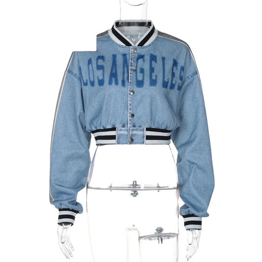 FAGADOER Retro Y2k Baseball Coat Jackets Women Letters Print Stripe Patchwork Moto Jacket Punk Cool Girl Streetwear Autumn Top