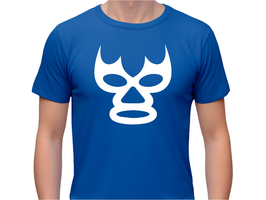 Blue Demon Mexican Wrestler Mask T Shirt Lucha Libre themed s and Artesanias Mexicanas