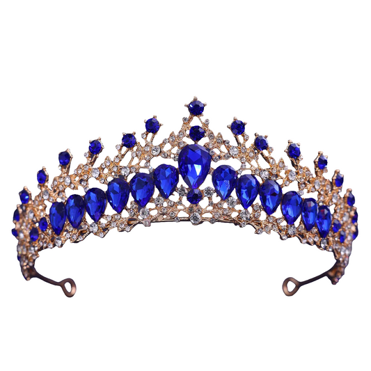 Baroque Red Green Blue Crystal Water Drop Tiara Crown