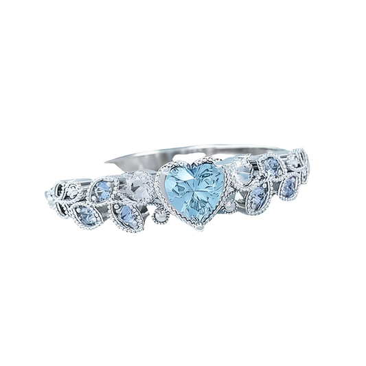 Elegant Beautiful Woman Fashion Silver Color Leaf Heart Rings for Women Noble Princess Engagement Wedding Ring Jewelry