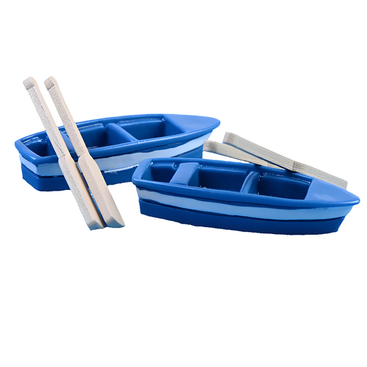Blue Resin Boat Wood Paddles Oars Figures Decorative Figurine Diy Home Decor Mini Fairy Garden Aquarium Fish Tank Statue Craft