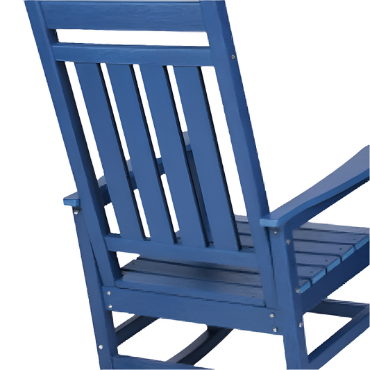 With Wood Texture Outdoor Rocking Chair Adults  All Weather Resistant Porch Rocker For Lawn Garden Navy Blue