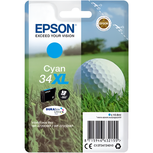 EPSON 34XL T3472XL Cyan Patrone – Original & XL-Reichweite