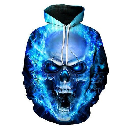 Blue Flame Skull Hoodies 3D Sweatshirts Men Women Hooded Loose Tracksuits Autumn Winter Coat Streetwear Funny Jackets Hoodie-0