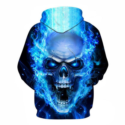 Blue Flame Skull Hoodies 3D Sweatshirts Men Women Hooded Loose Tracksuits Autumn Winter Coat Streetwear Funny Jackets Hoodie-2